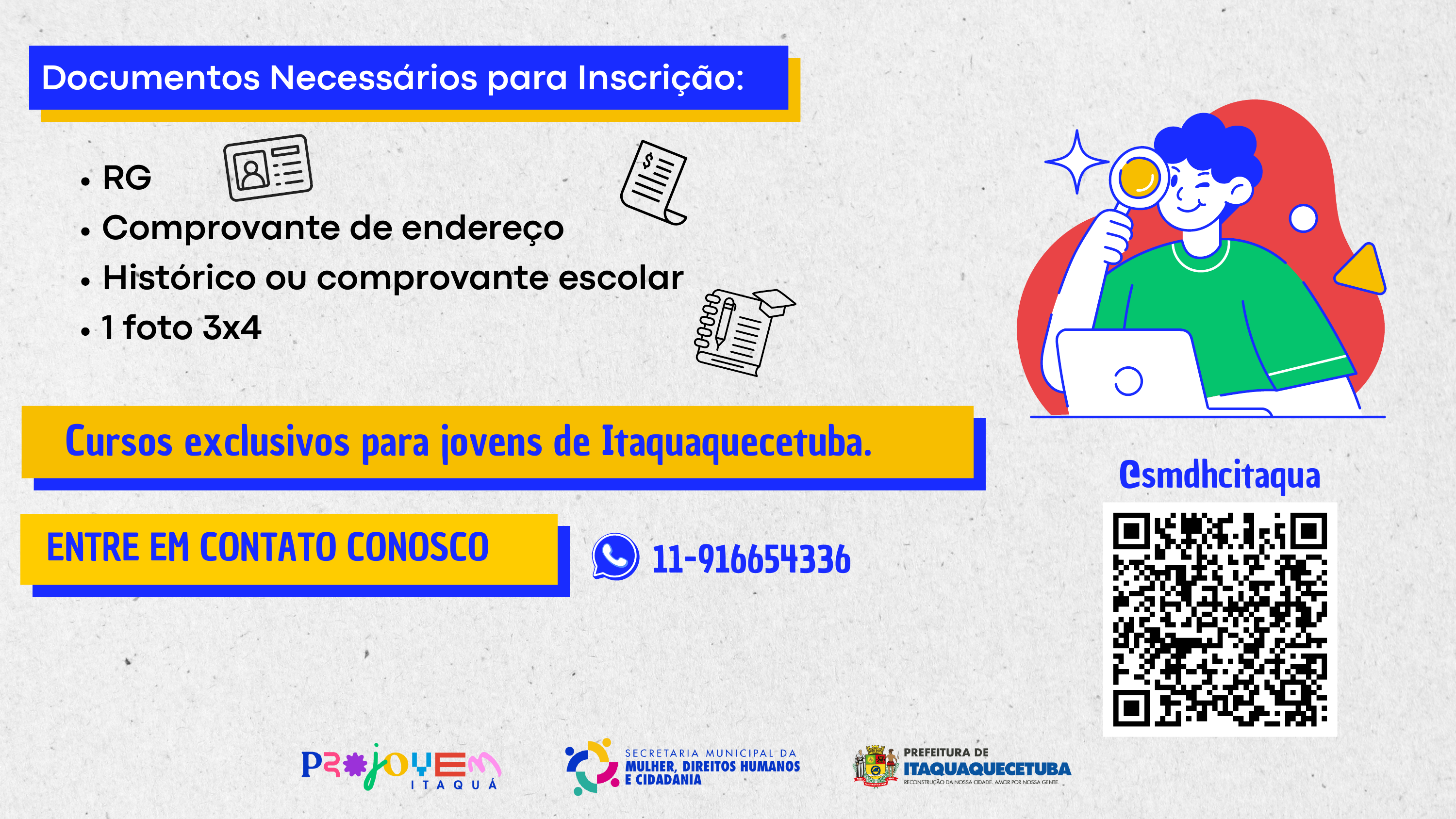 Documentos necessarios para inscricao